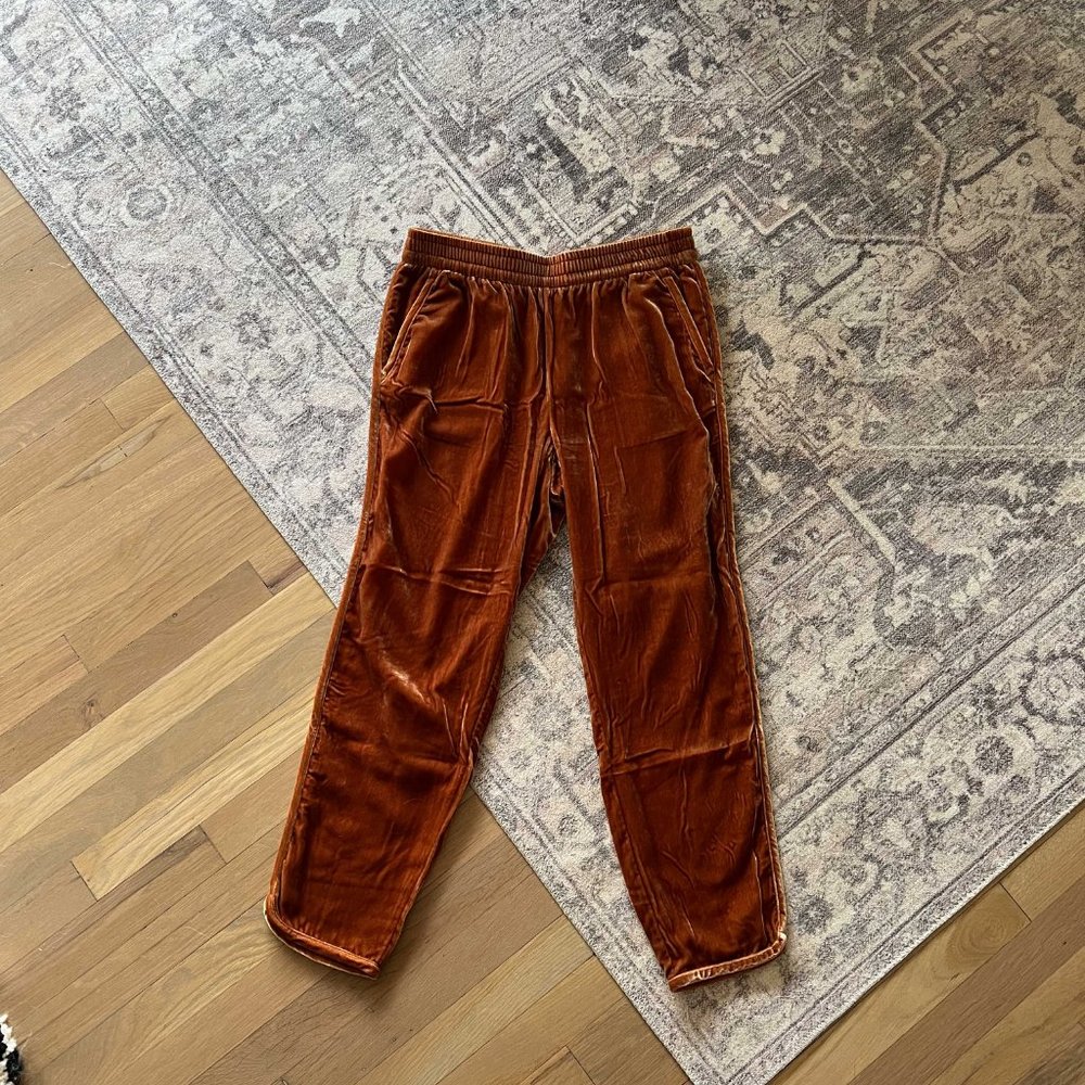Madewell Burnt Orange Velour Cropped Pants Women Small